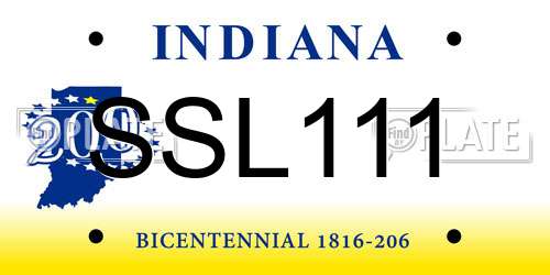 SSL111 Indiana License Plate