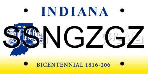 SSNGZGZ Indiana License Plate