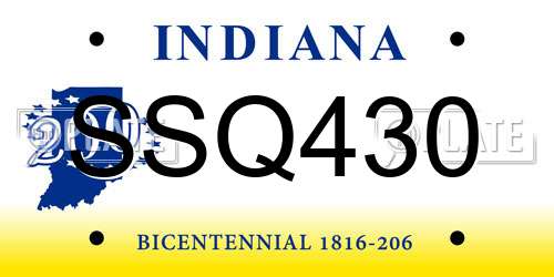 SSQ430 Indiana License Plate