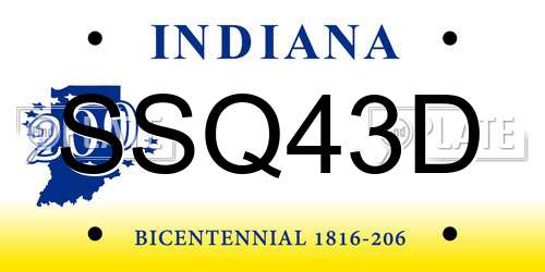 SSQ43D Indiana License Plate