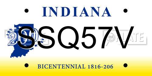 SSQ57V Indiana License Plate