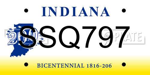 SSQ797 Indiana License Plate