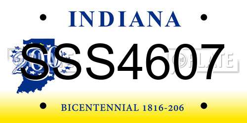 SSS4607 Indiana License Plate