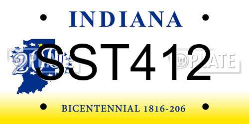 SST412 Indiana License Plate