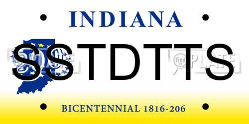 SSTDTTS Indiana License Plate