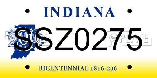 SSZ0275 Indiana License Plate