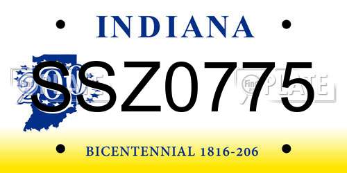 SSZ0775 Indiana License Plate