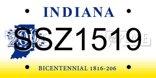 SSZ1519 Indiana License Plate