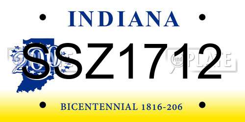 SSZ1712 Indiana License Plate