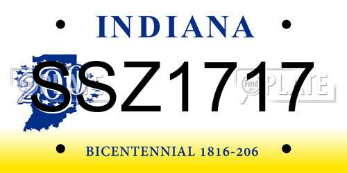 SSZ1717 Indiana License Plate