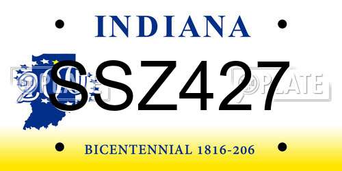 SSZ427 Indiana License Plate