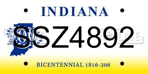 SSZ4892 Indiana License Plate