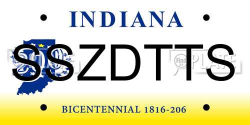 SSZDTTS Indiana License Plate