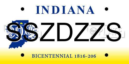 SSZDZZS Indiana License Plate