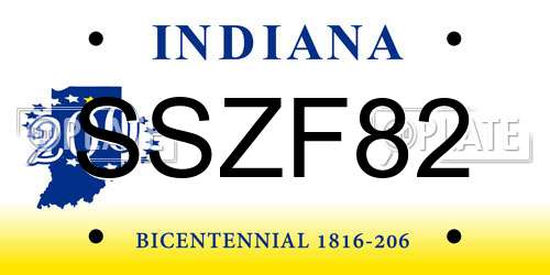 SSZF82 Indiana License Plate