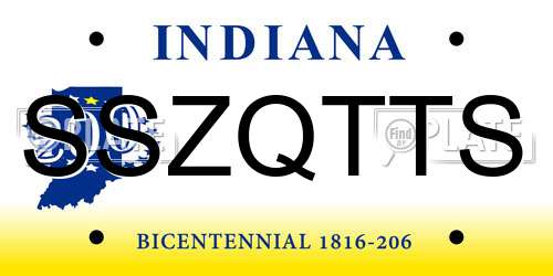 SSZQTTS Indiana License Plate
