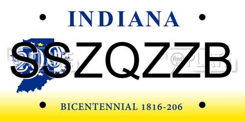 SSZQZZB Indiana License Plate