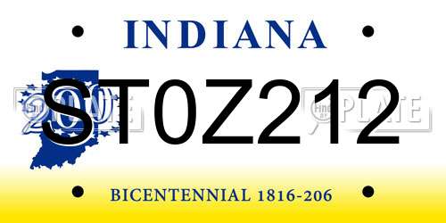 ST0Z212 Indiana License Plate