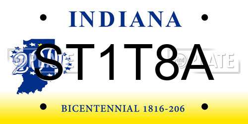 ST1T8A Indiana License Plate