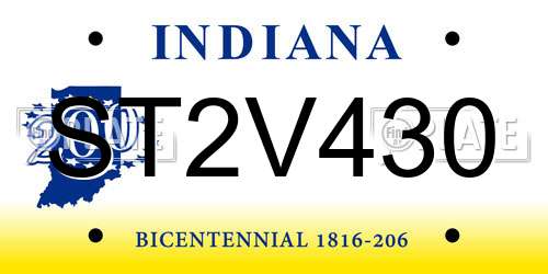 ST2V430 Indiana License Plate