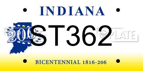 ST362 Indiana License Plate