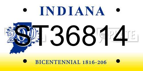 ST36814 Indiana License Plate