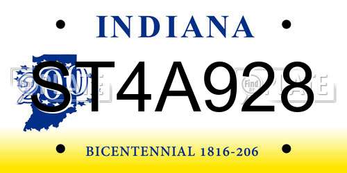 ST4A928 Indiana License Plate