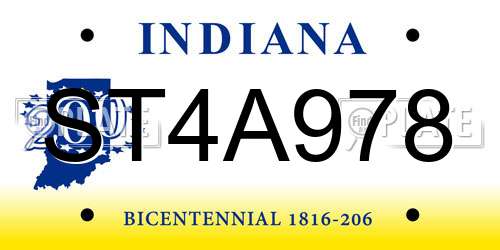 ST4A978 Indiana License Plate