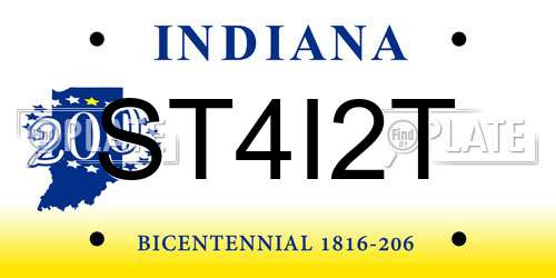 ST4I2T Indiana License Plate