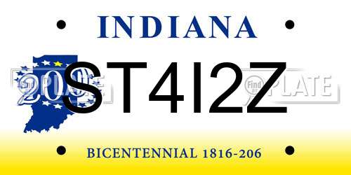 ST4I2Z Indiana License Plate
