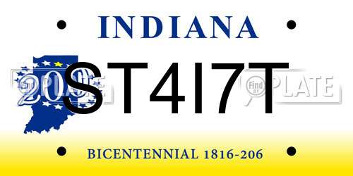 ST4I7T Indiana License Plate