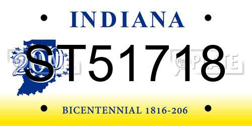 ST51718 Indiana License Plate