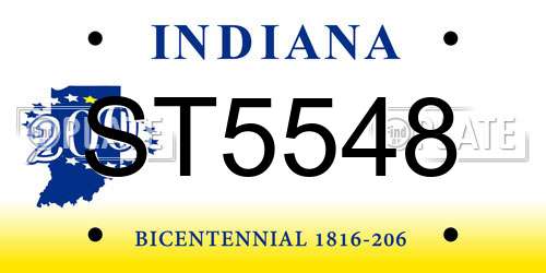 ST5548 Indiana License Plate