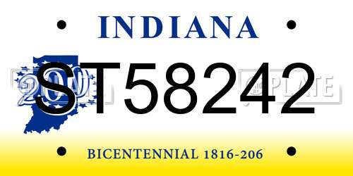 ST58242 Indiana License Plate
