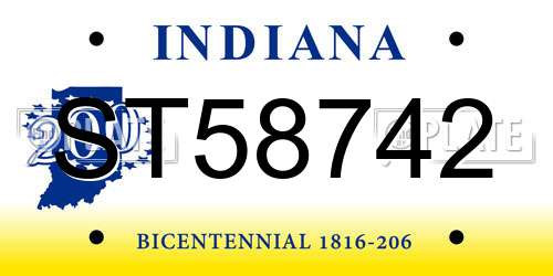 ST58742 Indiana License Plate