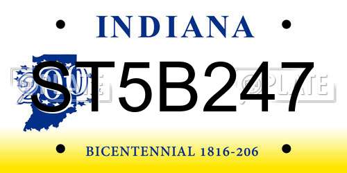 ST5B247 Indiana License Plate