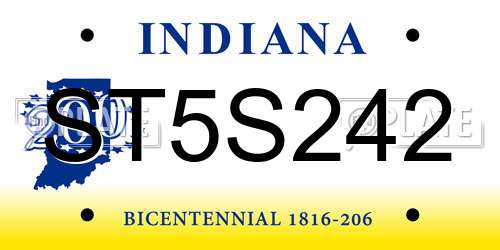 ST5S242 Indiana License Plate