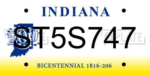 ST5S747 Indiana License Plate