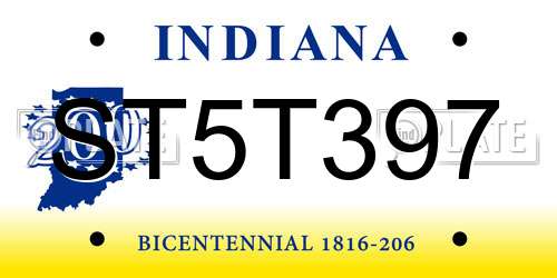 ST5T397 Indiana License Plate