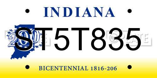 ST5T835 Indiana License Plate