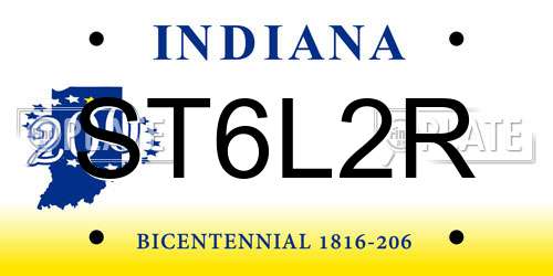 ST6L2R Indiana License Plate