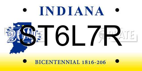 ST6L7R Indiana License Plate