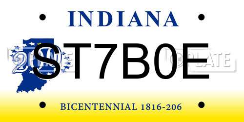 ST7B0E Indiana License Plate