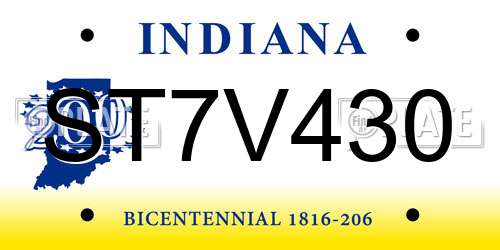 ST7V430 Indiana License Plate