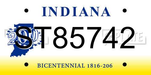 ST85742 Indiana License Plate
