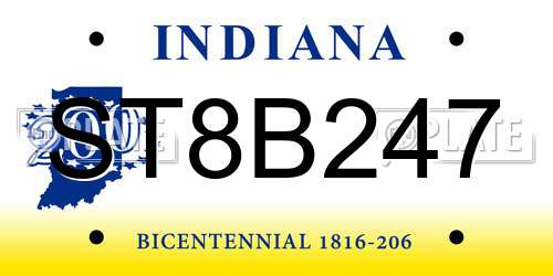 ST8B247 Indiana License Plate
