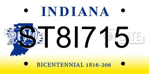 ST8I715 Indiana License Plate
