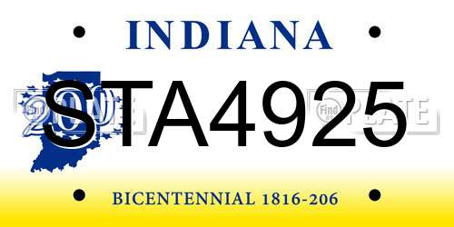 STA4925 Indiana License Plate