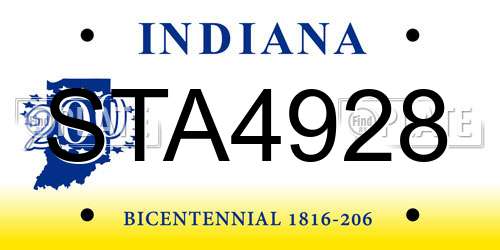 STA4928 Indiana License Plate