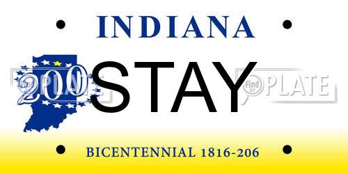 STAY Indiana License Plate